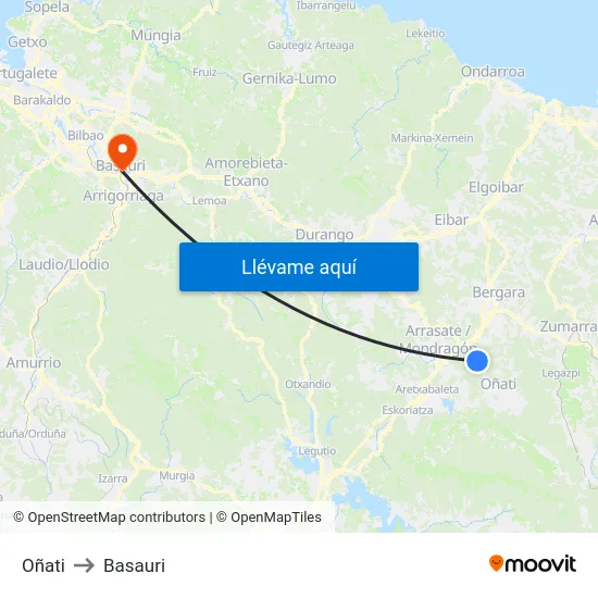 Oñati to Basauri map