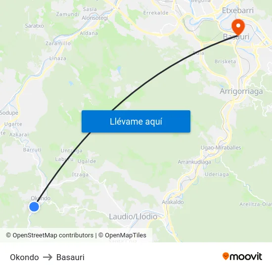 Okondo to Basauri map