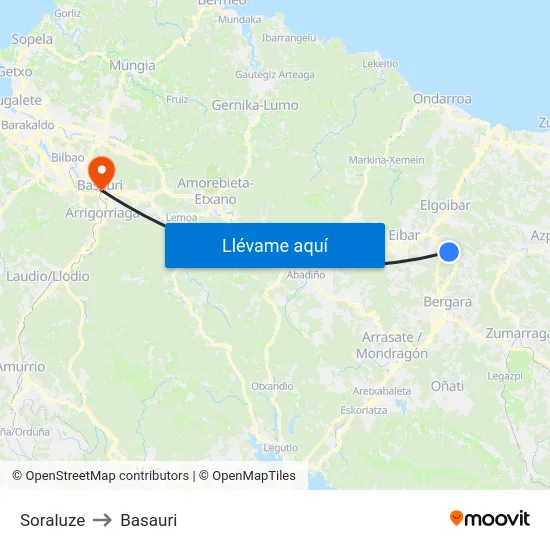 Soraluze to Basauri map