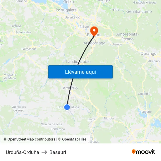 Urduña-Orduña to Basauri map