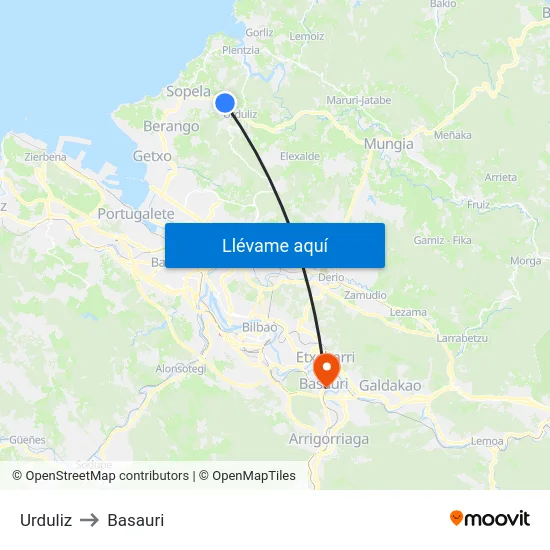 Urduliz to Basauri map