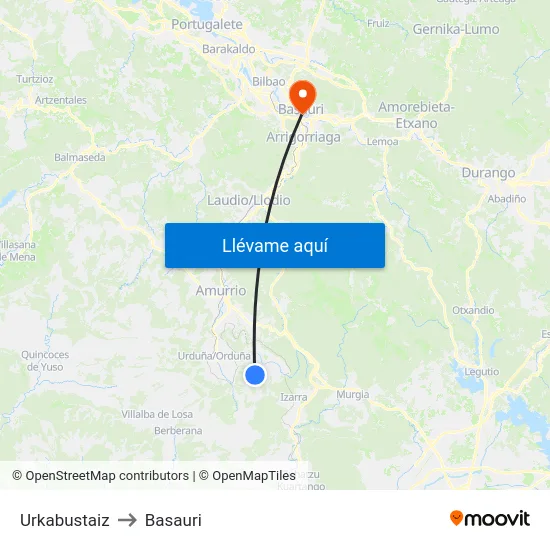 Urkabustaiz to Basauri map
