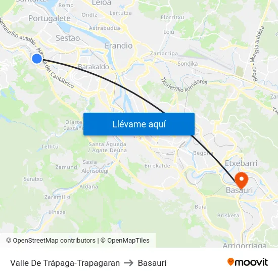 Valle De Trápaga-Trapagaran to Basauri map