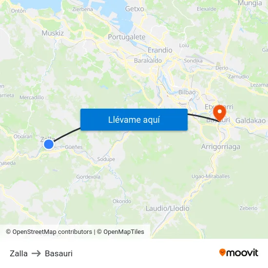 Zalla to Basauri map