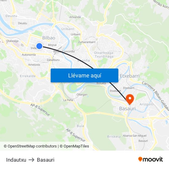 Indautxu to Basauri map