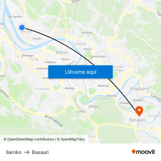 Sarriko to Basauri map