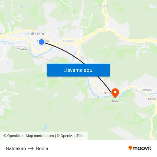 Galdakao to Bedia map