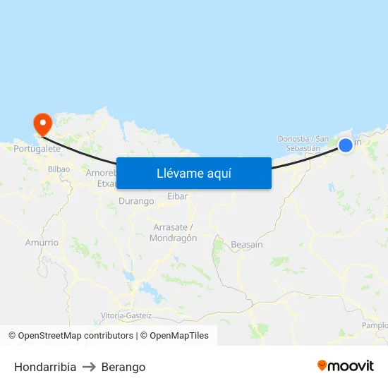 Hondarribia to Berango map