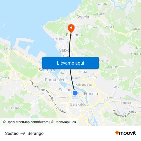 Sestao to Berango map