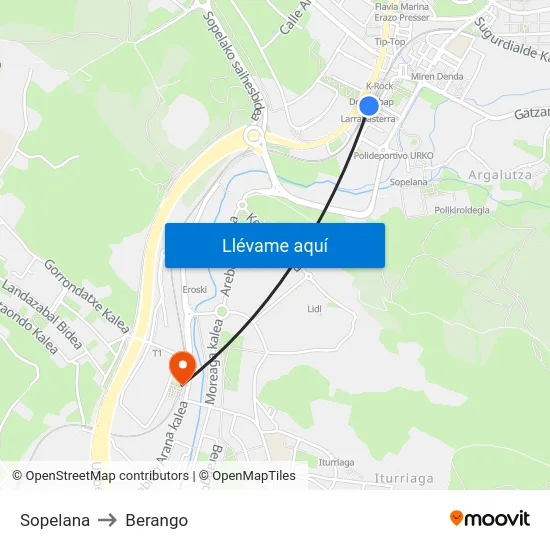 Sopelana to Berango map