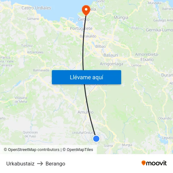 Urkabustaiz to Berango map