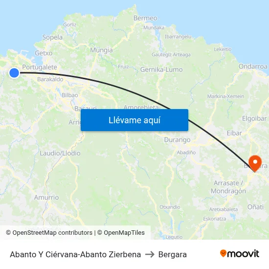 Abanto Y Ciérvana-Abanto Zierbena to Bergara map