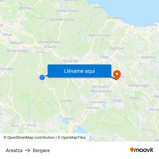 Areatza to Bergara map