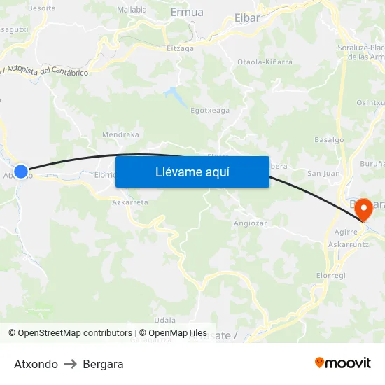 Atxondo to Bergara map