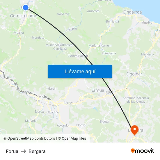 Forua to Bergara map