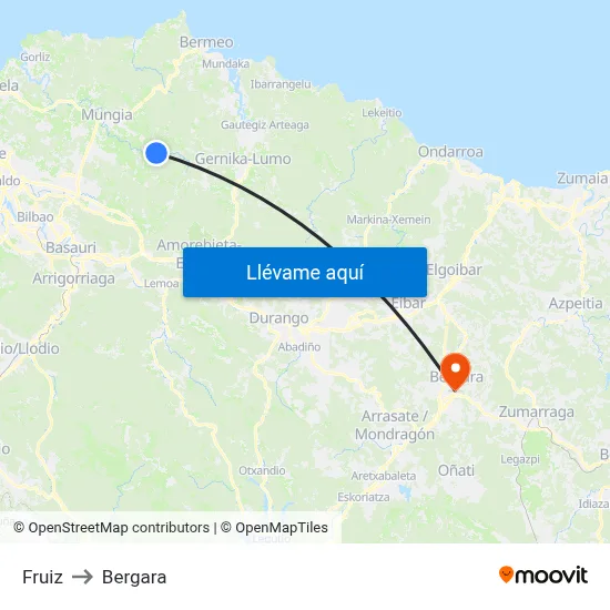 Fruiz to Bergara map