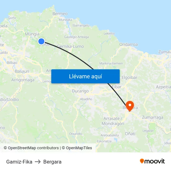 Gamiz-Fika to Bergara map