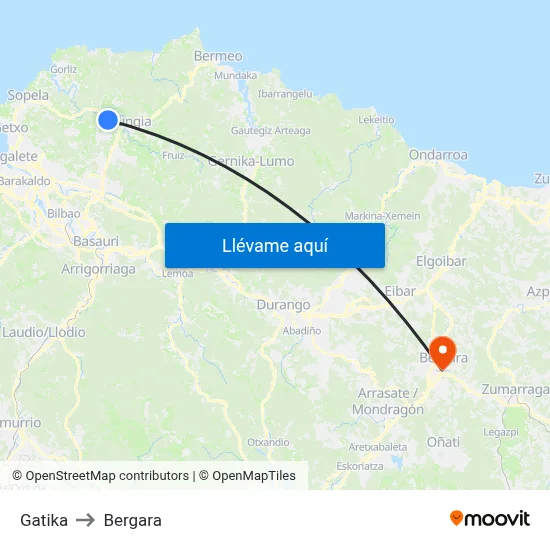 Gatika to Bergara map