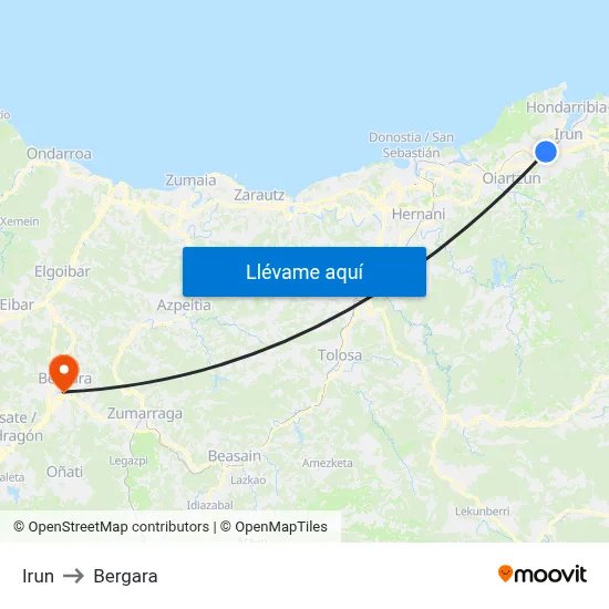 Irun to Bergara map
