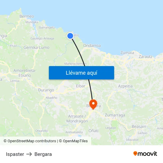 Ispaster to Bergara map