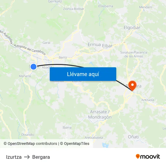 Izurtza to Bergara map