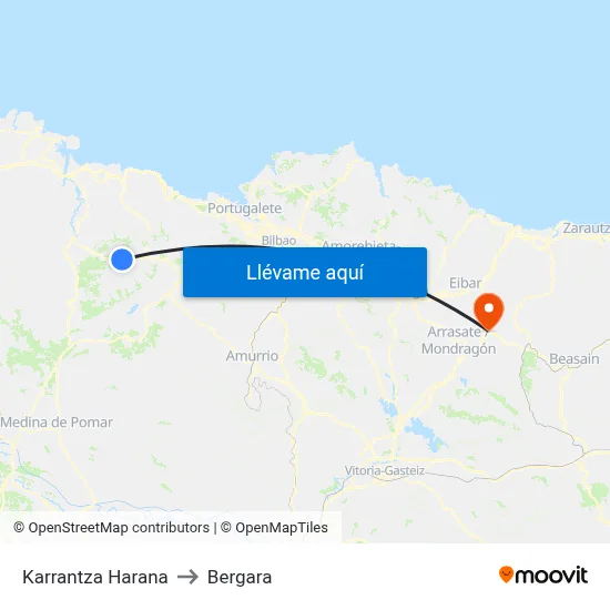 Karrantza Harana to Bergara map