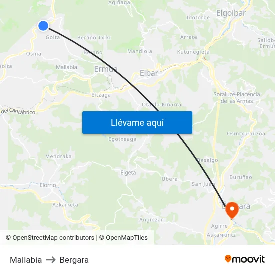 Mallabia to Bergara map
