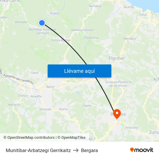 Munitibar-Arbatzegi Gerrikaitz to Bergara map