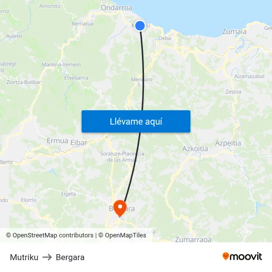 Mutriku to Bergara map