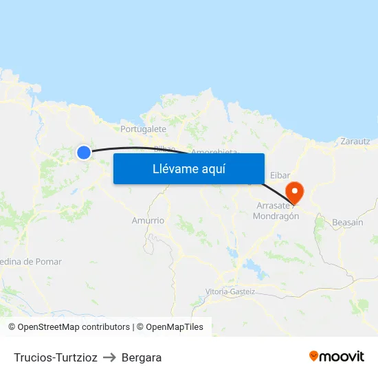Trucios-Turtzioz to Bergara map