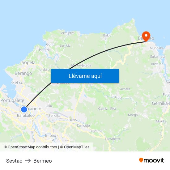 Sestao to Bermeo map