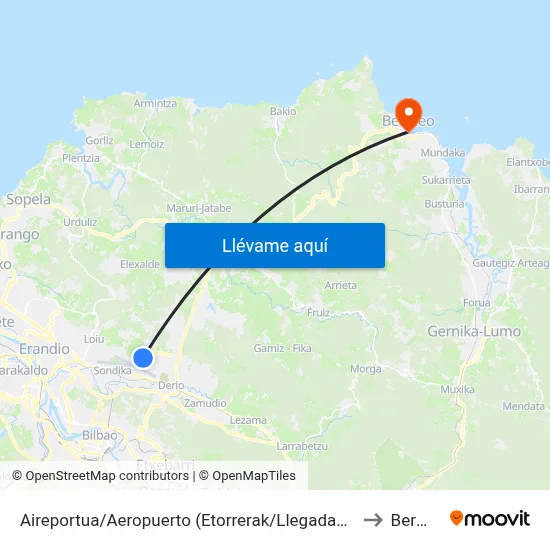 Aireportua/Aeropuerto (Etorrerak/Llegadas) (1003) to Bermeo map