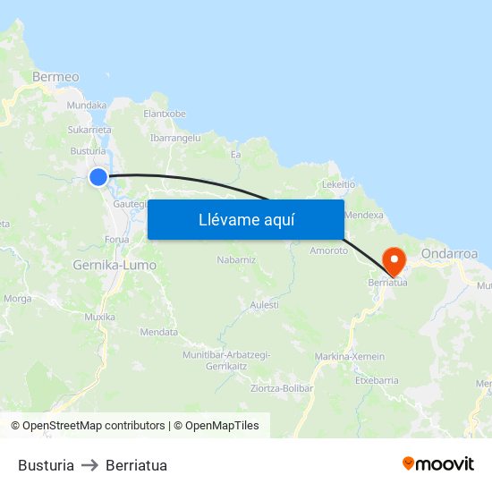 Busturia to Berriatua map