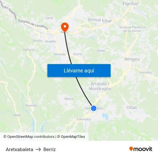 Aretxabaleta to Berriz map
