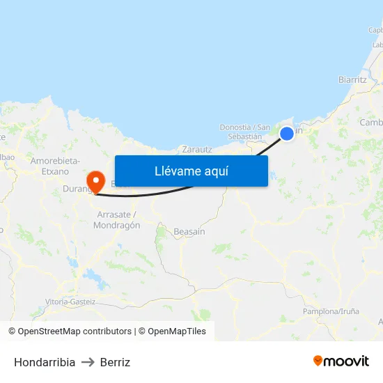 Hondarribia to Berriz map