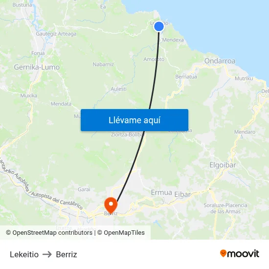 Lekeitio to Berriz map