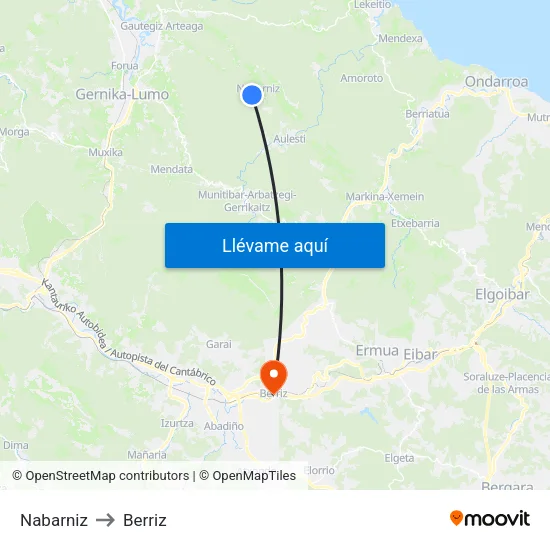 Nabarniz to Berriz map