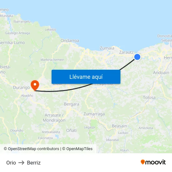 Orio to Berriz map