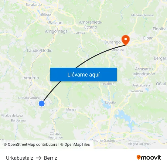 Urkabustaiz to Berriz map