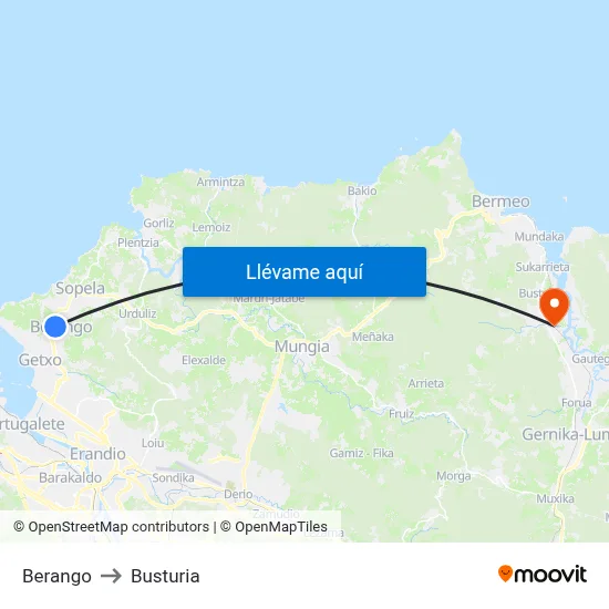 Berango to Busturia map