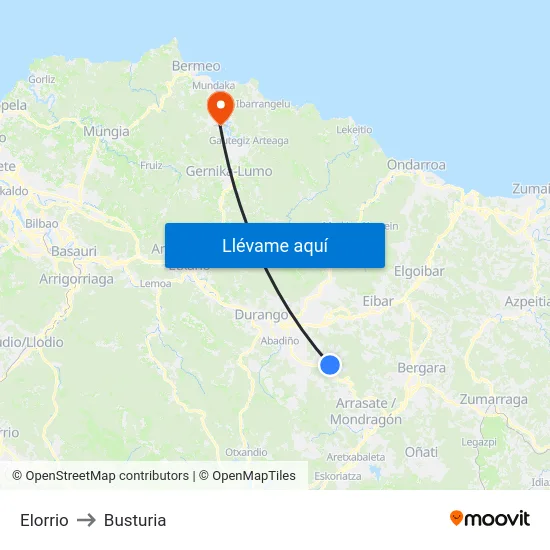 Elorrio to Busturia map