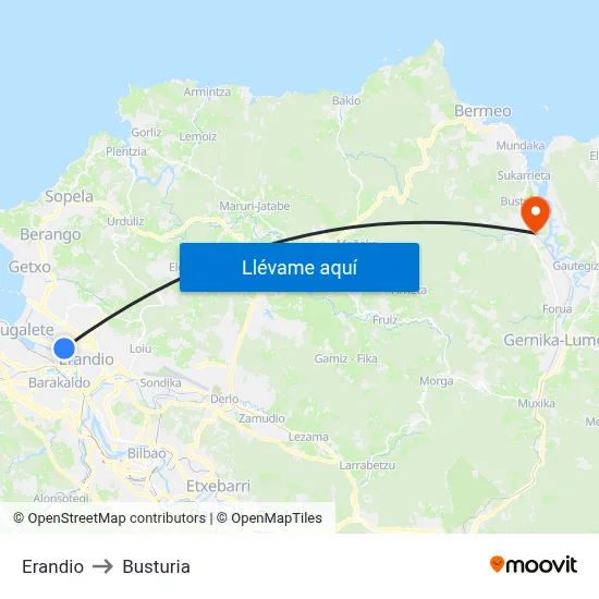 Erandio to Busturia map