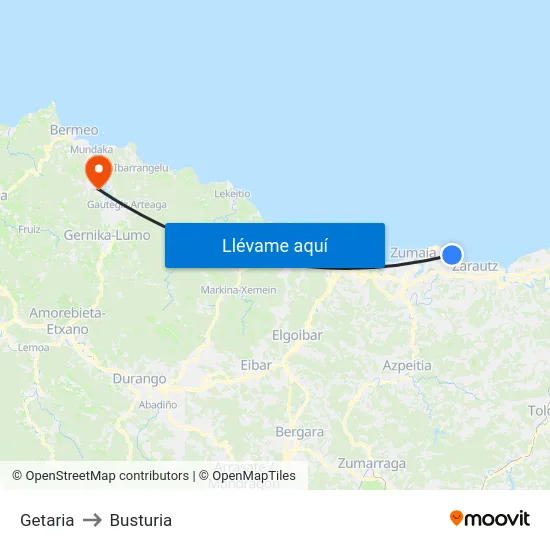 Getaria to Busturia map