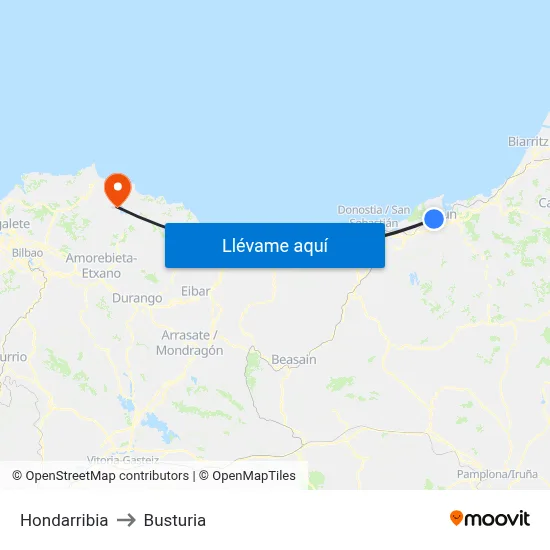 Hondarribia to Busturia map