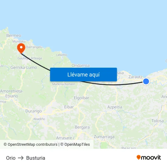 Orio to Busturia map