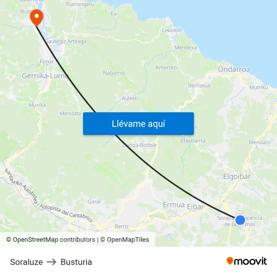 Soraluze to Busturia map