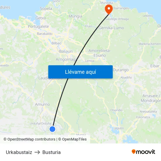 Urkabustaiz to Busturia map