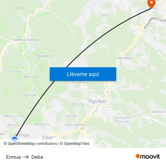 Ermua to Deba map