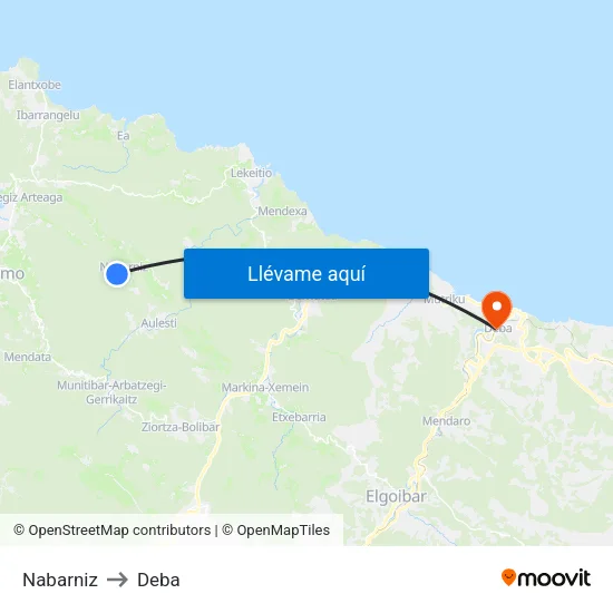 Nabarniz to Deba map