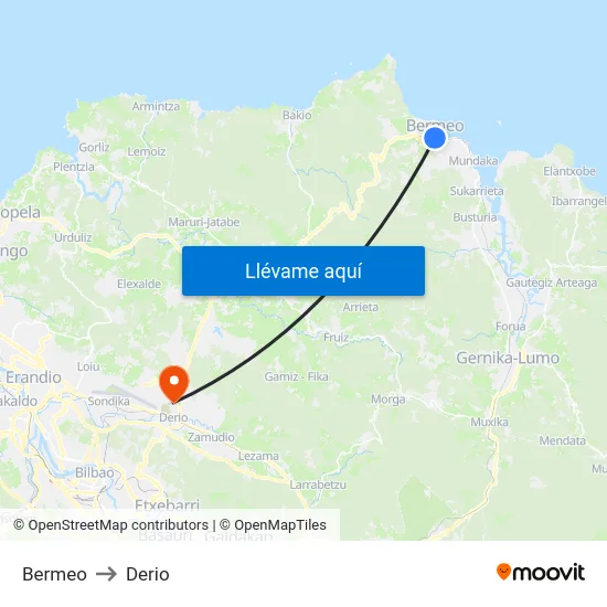 Bermeo to Derio map